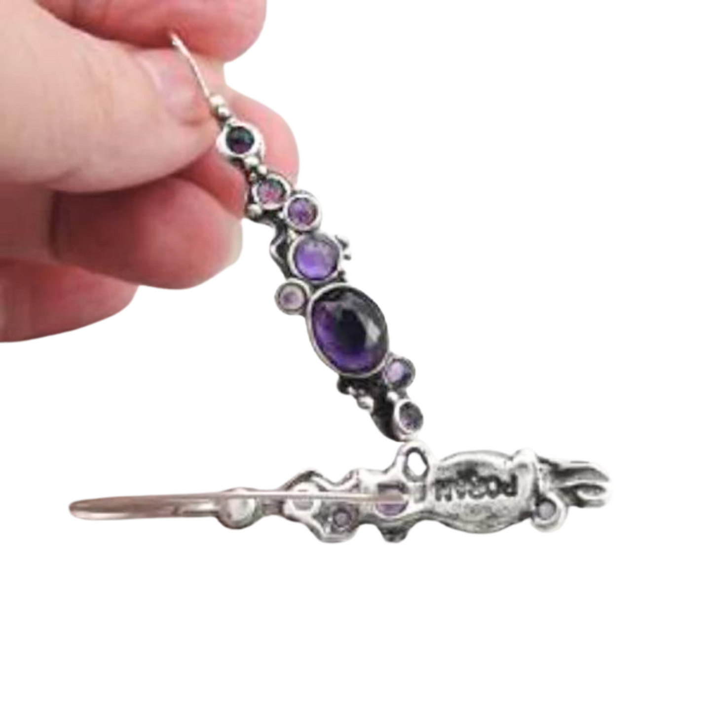 Long Sterling Silver Purple Amethyst Earrings