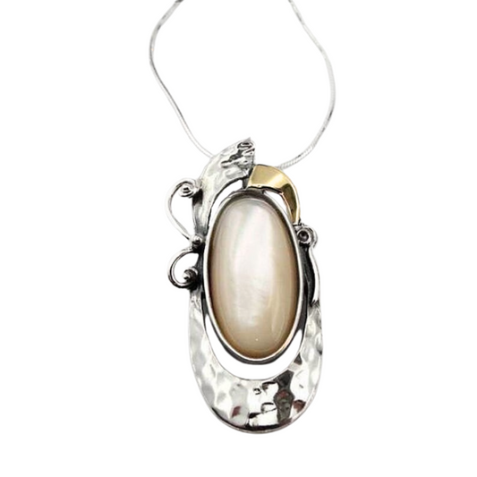 Mother of Pearl Pendant, Silver & Gold Necklaces with mother of pearl gemstone