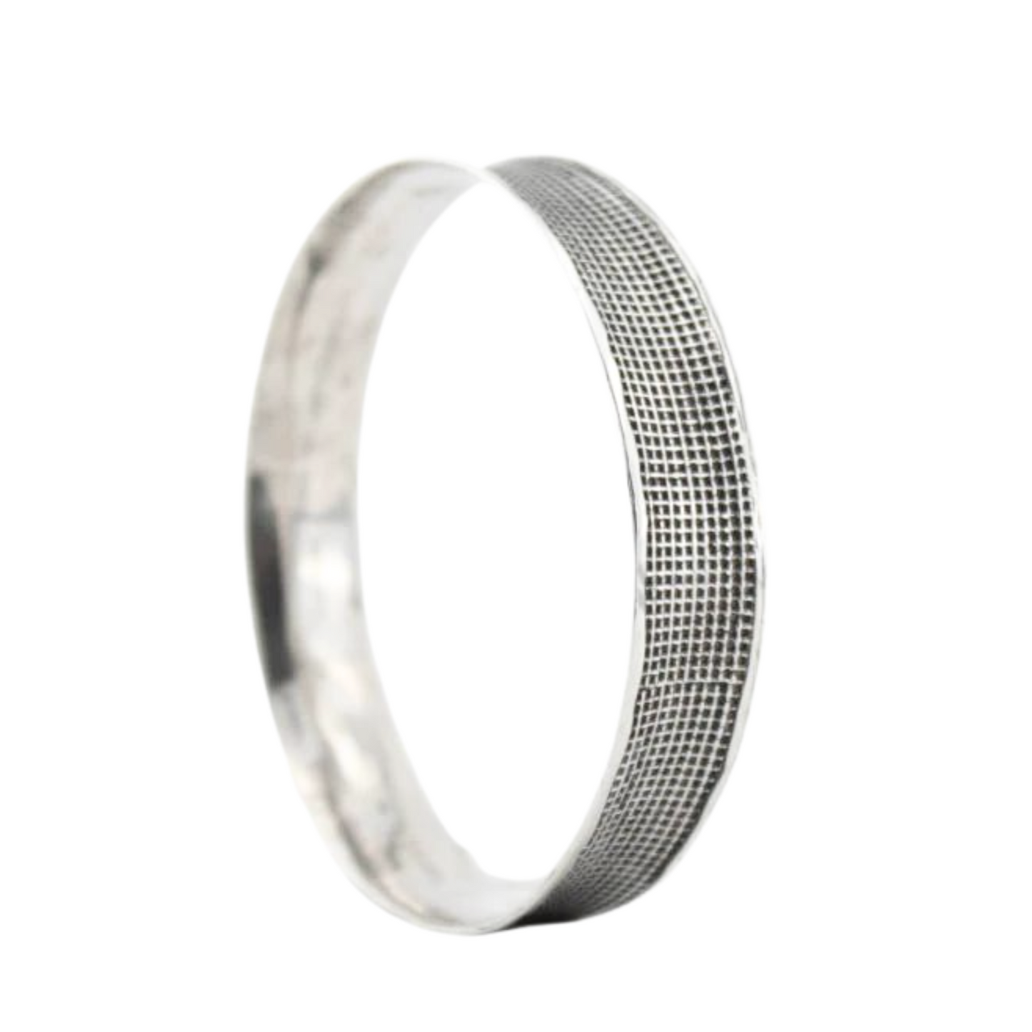 Sterling Silver grid pattern Bangle Bracelet, Blacked Silver Bracelet, Unisex Bracelet, Unisex Jewelry, Israeli Jewelry