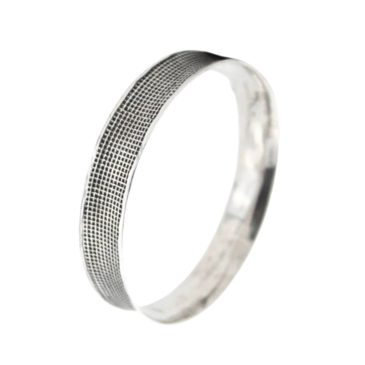 Sterling Silver grid pattern Bangle Bracelet, Blacked Silver Bracelet, Unisex Bracelet, Unisex Jewelry, Israeli Jewelry
