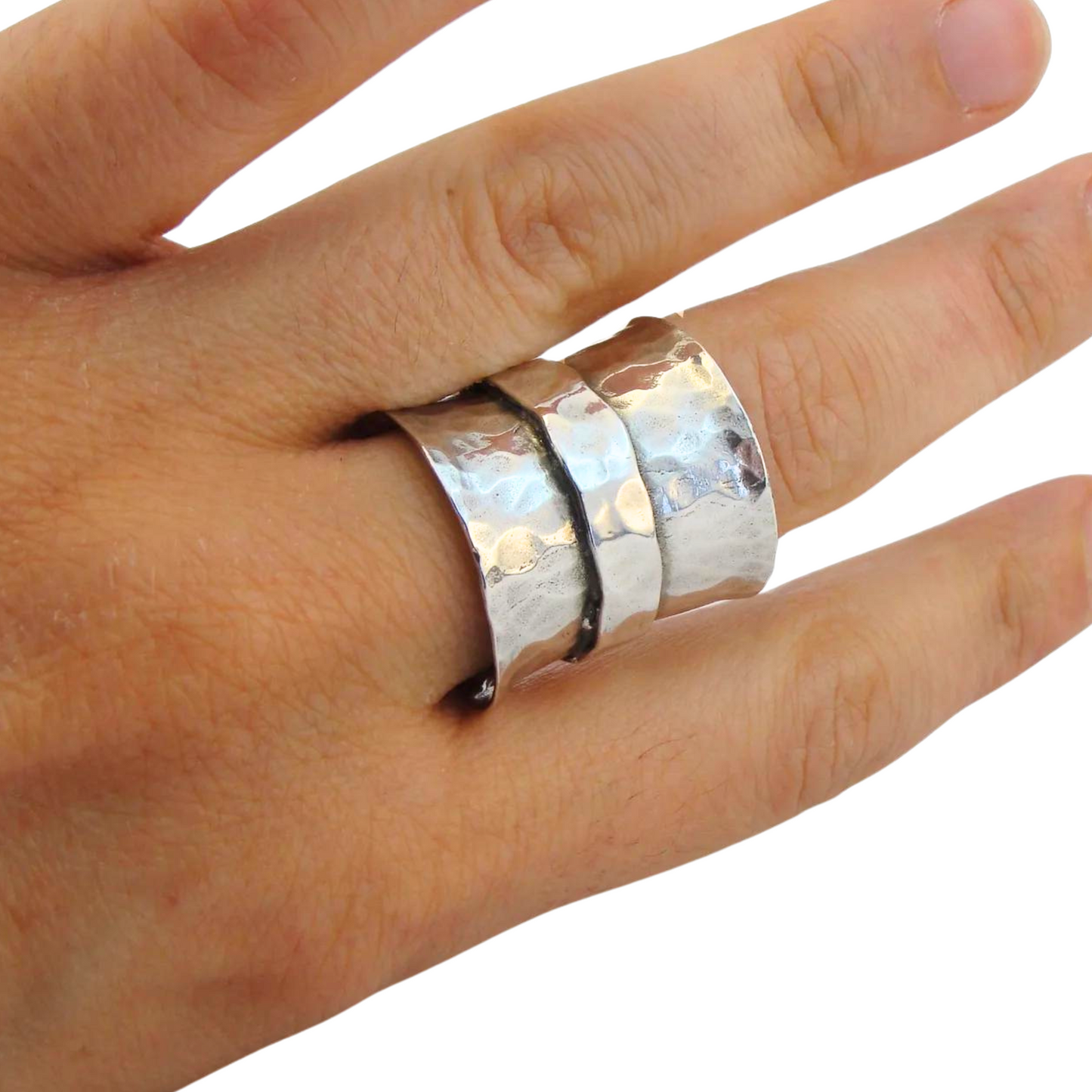 Wide solid sterling silver ring