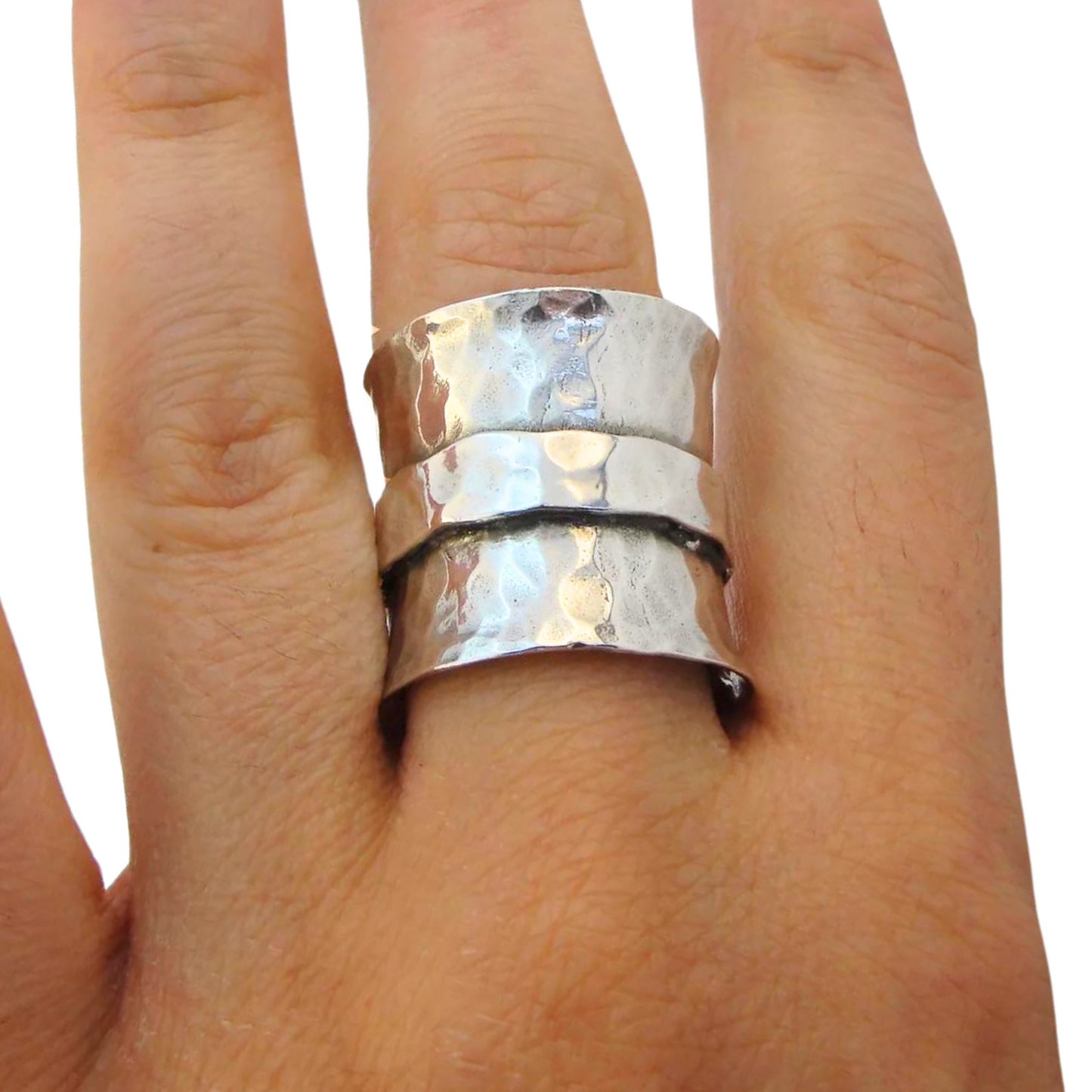 Wide solid sterling silver ring