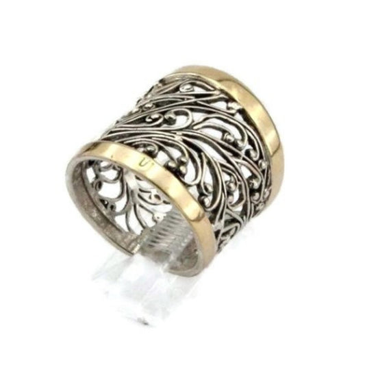 Lace Sterling Silver and Yellow Gold Ring