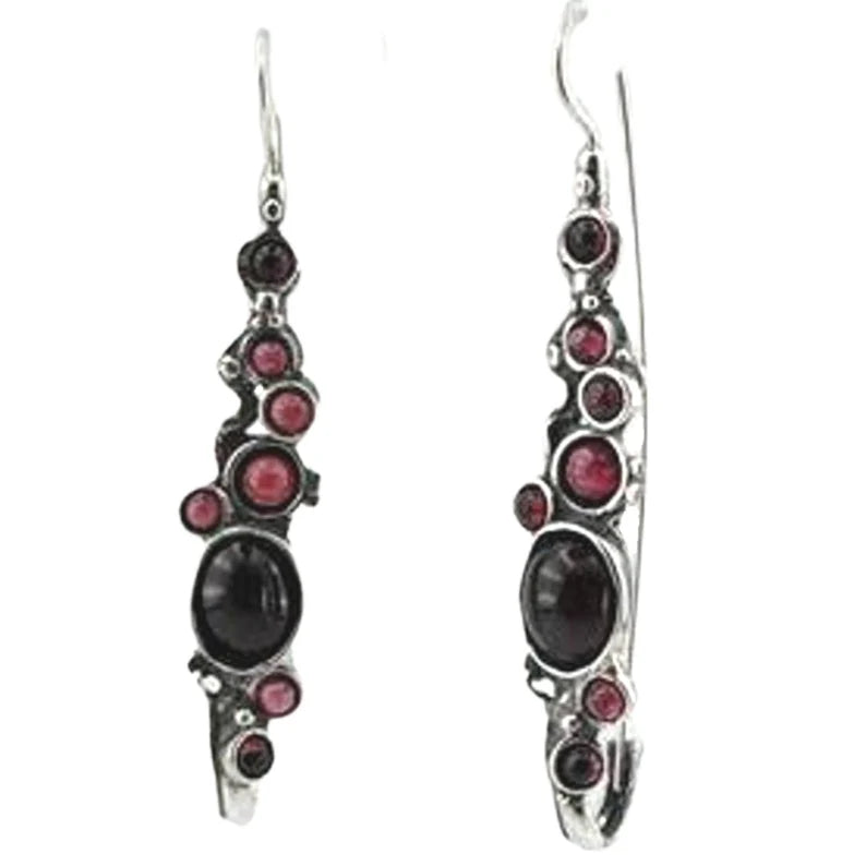 Hadar Jewelry Dangle 925 Sterling Silver Red Garnet Earrings