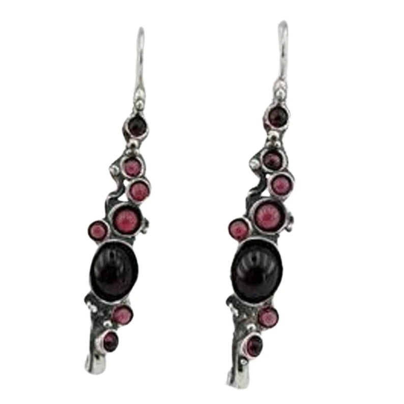 Hadar Jewelry Dangle 925 Sterling Silver Red Garnet Earrings