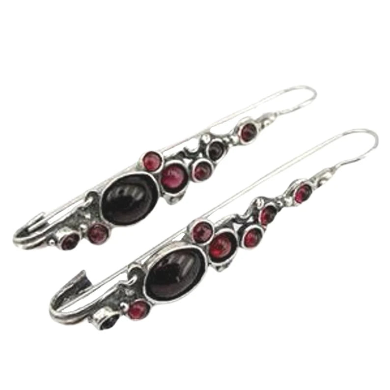 Hadar Jewelry Dangle 925 Sterling Silver Red Garnet Earrings