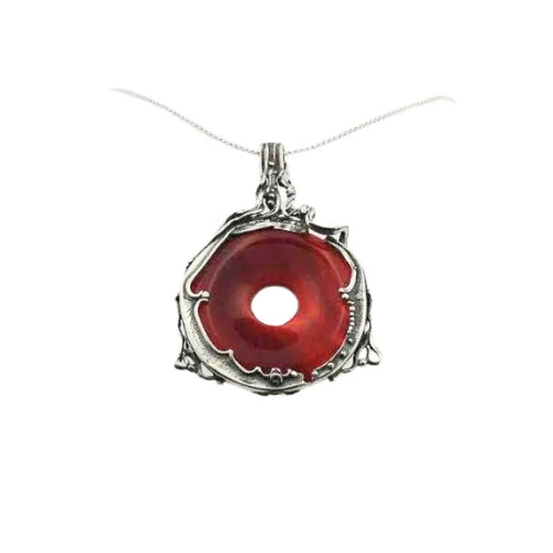 Natural Big Red Carnelian in a solid sterling silver pendant