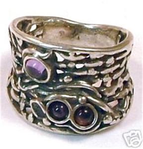 Hadar Designers Handmade 925 Sterling Silver Baltic Amber Ring Chunky Swivel Ring