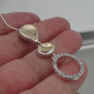 Hadar Jewelry 9k Gold Sterling 925 Silver White Zircon Pendant