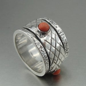 Hadar Designers Handmade Sterling Silver Coral Spinner (H)
