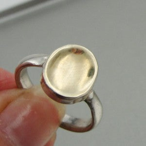Hadar Designers Handmade Simple 9k Yellow Gold 925 Silver Ring (H)