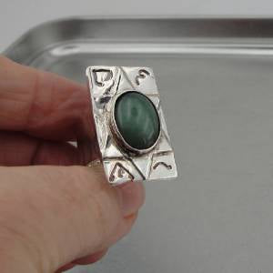 Hadar Designers Star of David Aventurine Ring 7,7.5,8 925 Silver Handmade
