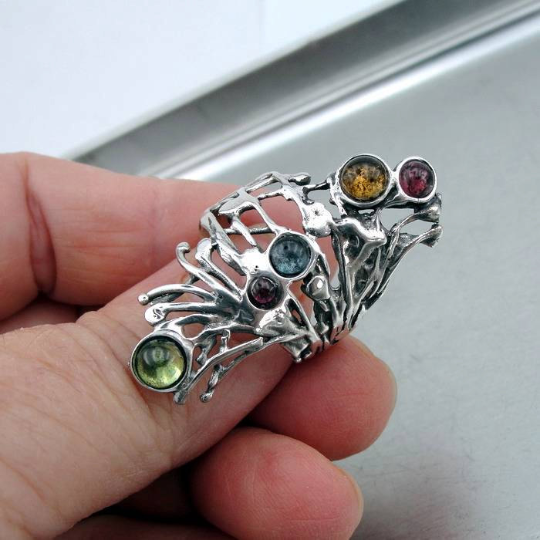 Hadar Designers Handmade Sterling Silver Tourmaline Ring size