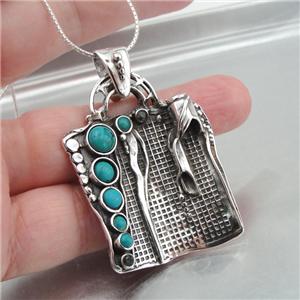 Hadar Designers Handmade Sterling Silver Turquoise Pendent