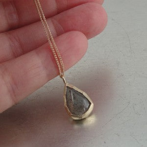 Hadar Jewelry Handmade 22k Yellow Gold 925 Silver Labradorite Pendant