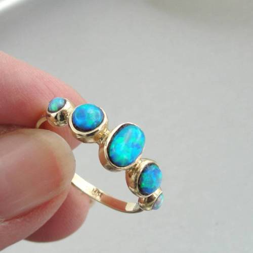 Hadar Designers Israel Handmade Delicate 9k Gold Opal Ring 7.75 (I R319) SALE