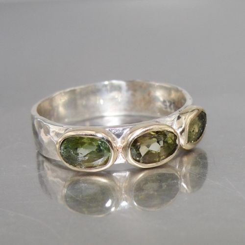 Hadar Designers 925 Sterling Silver 9k Gold Tourmaline Ring