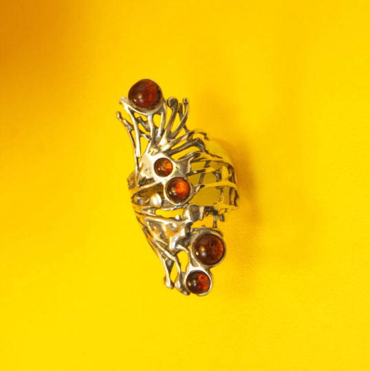 Hadar Jewelry Cherry tree ring with five round genuine natural gemstones