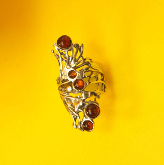 Hadar Jewelry Cherry tree ring with five round genuine natural gemstones