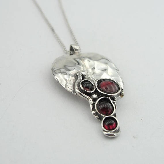 Silver and Garnet Pendant, (4663)
