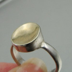Hadar Designers Handmade Simple 9k Yellow Gold 925 Silver Ring (H)