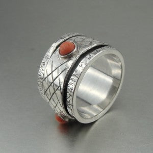 Hadar Designers Handmade Sterling Silver Coral Spinner (H)