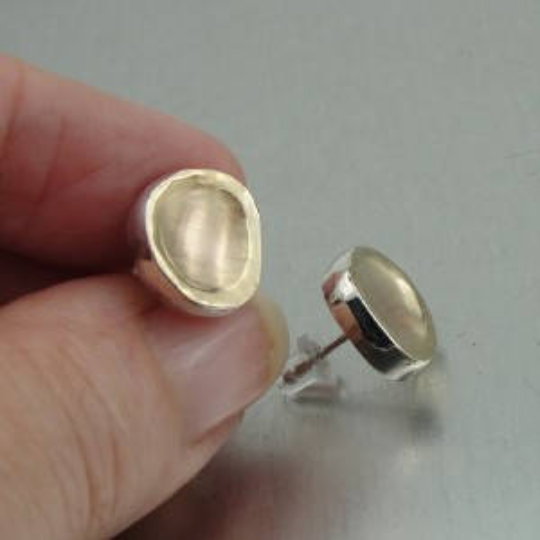 Hadar Jewelry Classy Handmade 9k Yellow Gold 925 Silver Stud Earrings