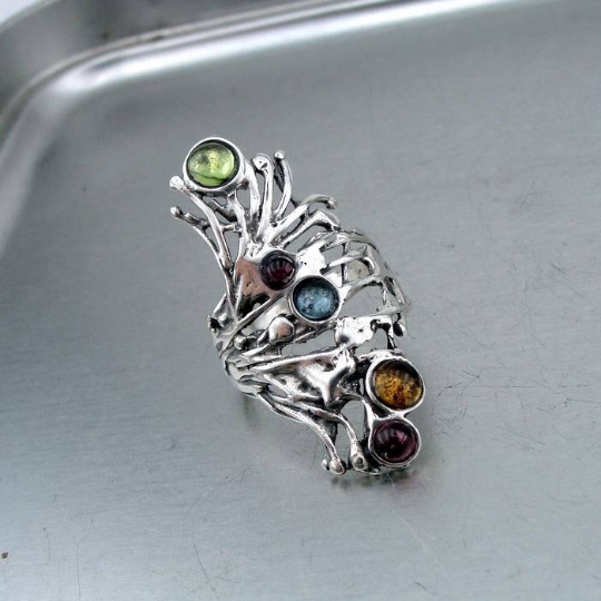 Hadar Designers Handmade Sterling Silver Tourmaline Ring size