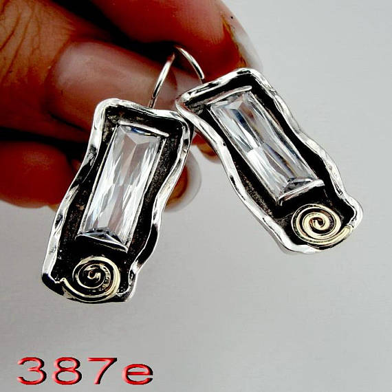 Earrings,cristal Handmade 9K yellow , 9k Gold Sterling Silver Gift,Vintage earring cristal stone earrings, Dangle Round Earrings (ms 387e