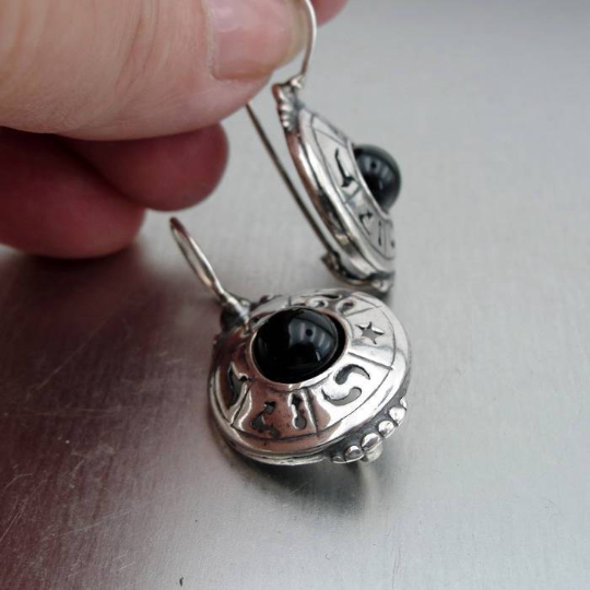 Sterling Silver Earrings With Onyx Stone Black Stone Israeli Jewelry