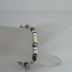 Hadar Designers Handmade Modern 14k Gold Fil 925 Sterling Silver Bracelet Fine Israeli Jewelry