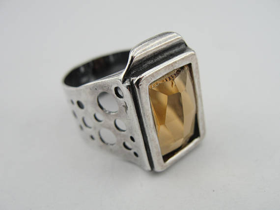 Sterling Silver & Champaign Ring (133)