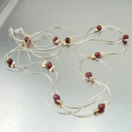 Hadar Jewelry Delicate 14K Gold F Sterling Silver Red Garnet Necklace (L)