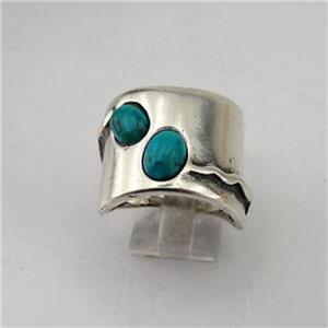 Wide Sterling Silver Turquoise Ring
