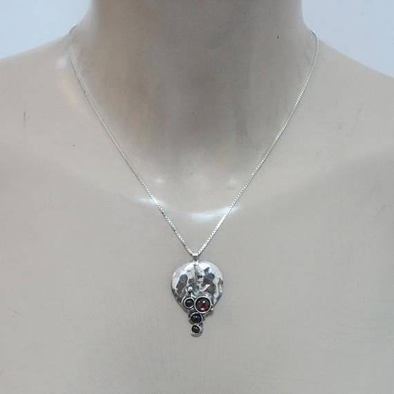 Silver and Garnet Pendant, (4663)