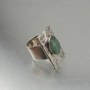 Hadar Designers Star of David Aventurine Ring 7,7.5,8 925 Silver Handmade
