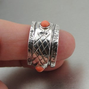 Hadar Designers Handmade Sterling Silver Coral Spinner (H)