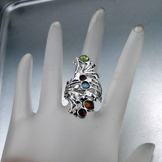 Hadar Designers Handmade Sterling Silver Tourmaline Ring size
