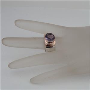 Hadar Jewelry Handmade 9k Rose Gold 925 Silver Amethyst Ring