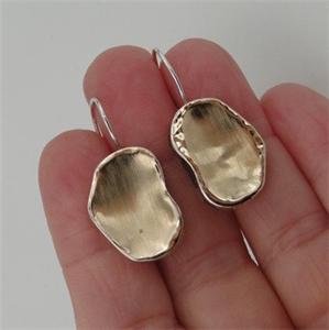 Handmade 9k Yellow Gold 925 Sterling Silver Earrings (I e148)