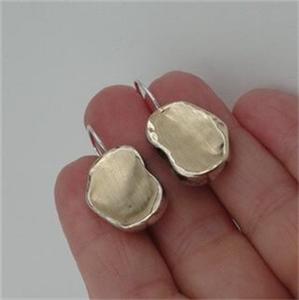 Handmade 9k Yellow Gold 925 Sterling Silver Earrings (I e148)
