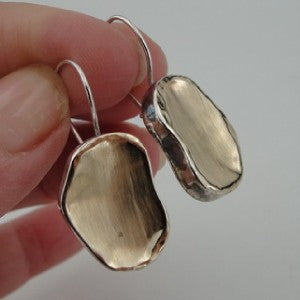 Handmade 9k Yellow Gold 925 Sterling Silver Earrings (I e148)
