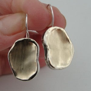 Handmade 9k Yellow Gold 925 Sterling Silver Earrings (I e148)