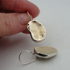 Handmade 9k Yellow Gold 925 Sterling Silver Earrings (I e148)