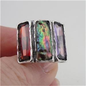 Hadar Designers Handmade 925 Sterling Silver Pearl Garnet Ring