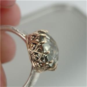 Hadar Designers 9k Gold 925 Silver Green Amethyst Filigree Ring