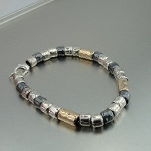 Hadar Designers Handmade Modern 14k Gold Fil 925 Sterling Silver Bracelet Fine Israeli Jewelry