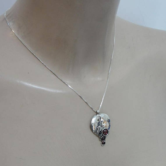 Silver and Garnet Pendant, (4663)