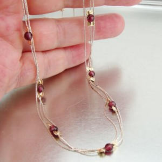 Hadar Jewelry Delicate 14K Gold F Sterling Silver Red Garnet Necklace (L)
