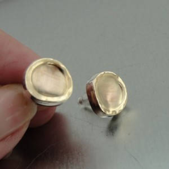 Hadar Jewelry Classy Handmade 9k Yellow Gold 925 Silver Stud Earrings